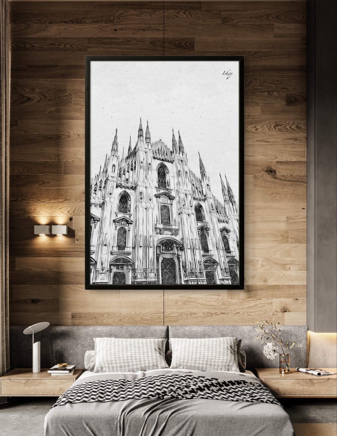 Duomo di Milano Gothic Cathedral Facade Ink Sketch Art Poster - Image 3