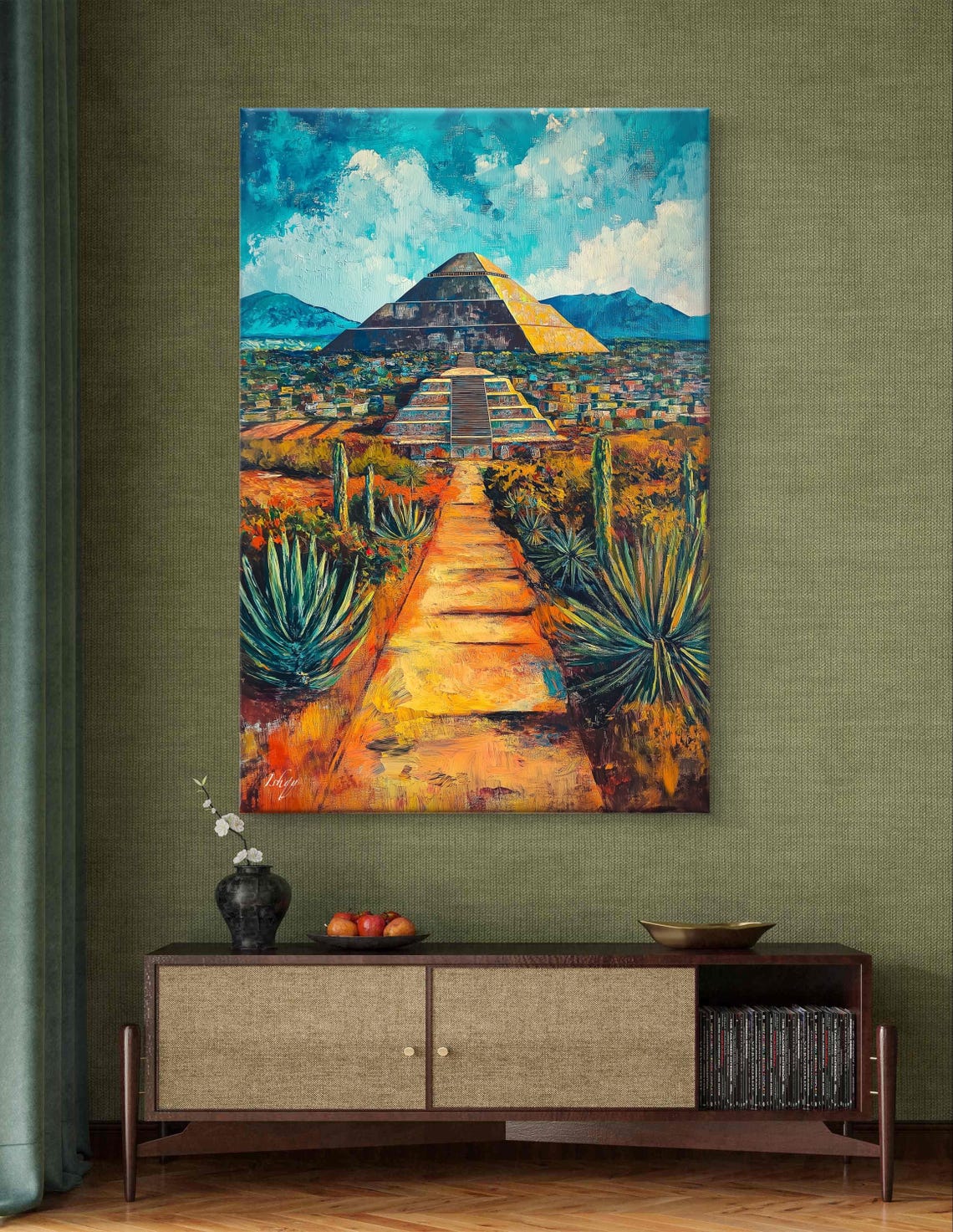 Teotihuacan Pyramid of the Sun Ancient Mexican Ruins Golden Sky Poster - Image 7
