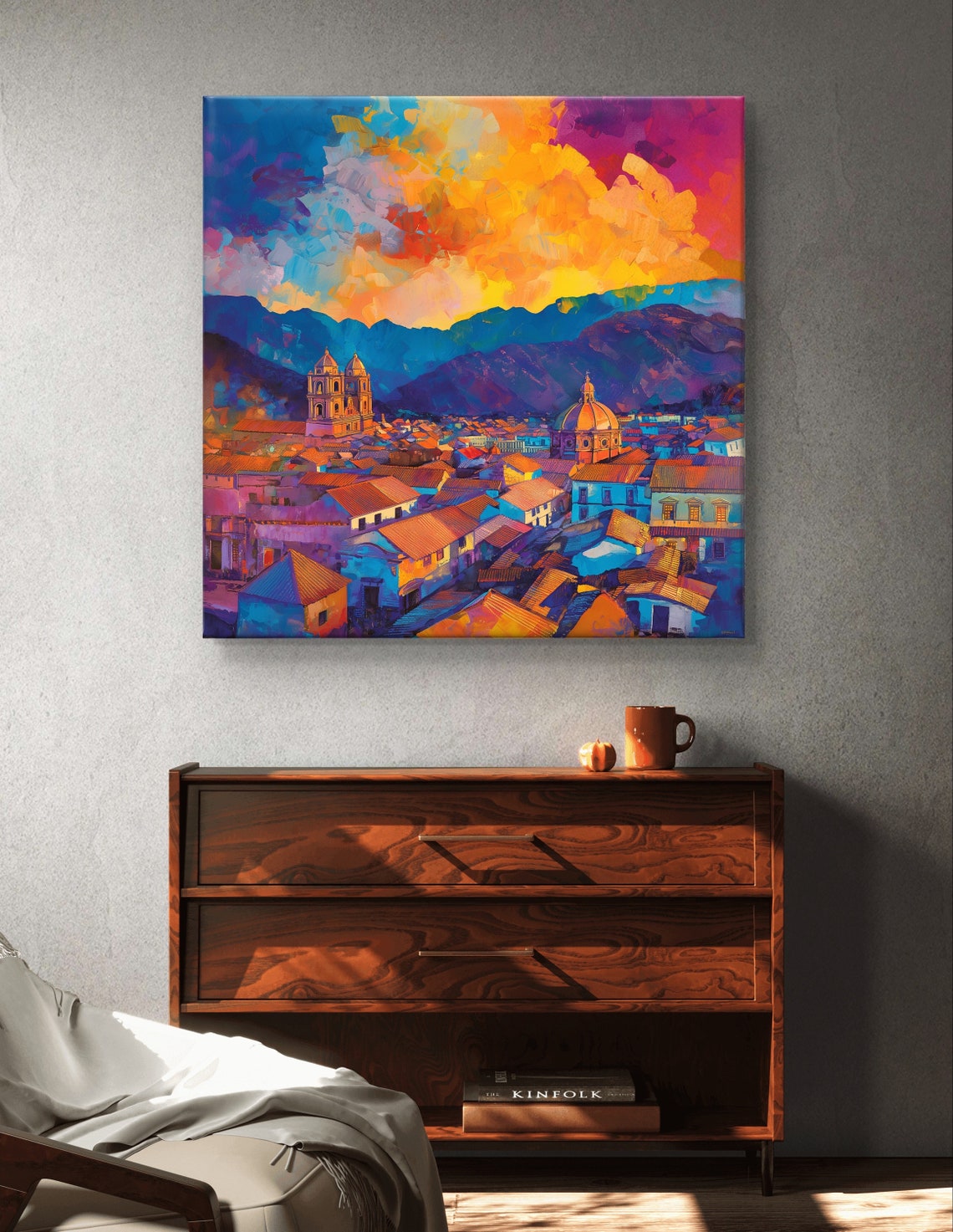 Cuzco Peru Sunset Skyline Over Colonial Churches Painting Poster - Image 6