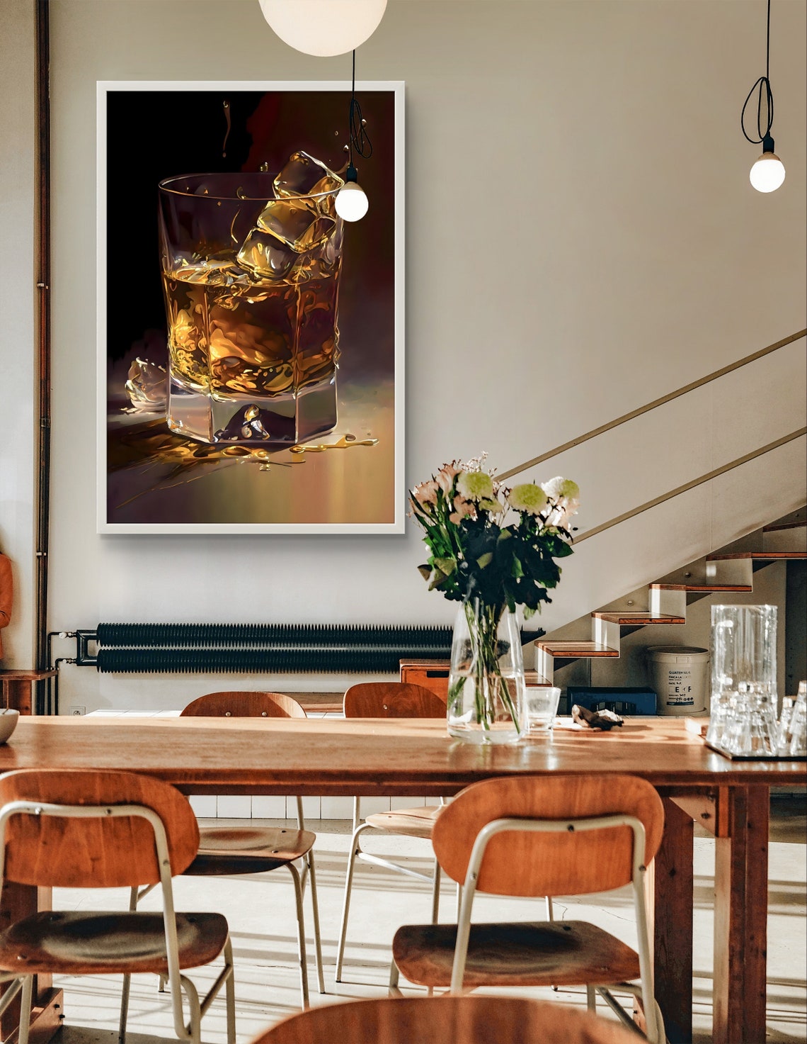 Whiskey Glass With Melting Ice Cubes Dramatic Bar Decor Poster - Image 4