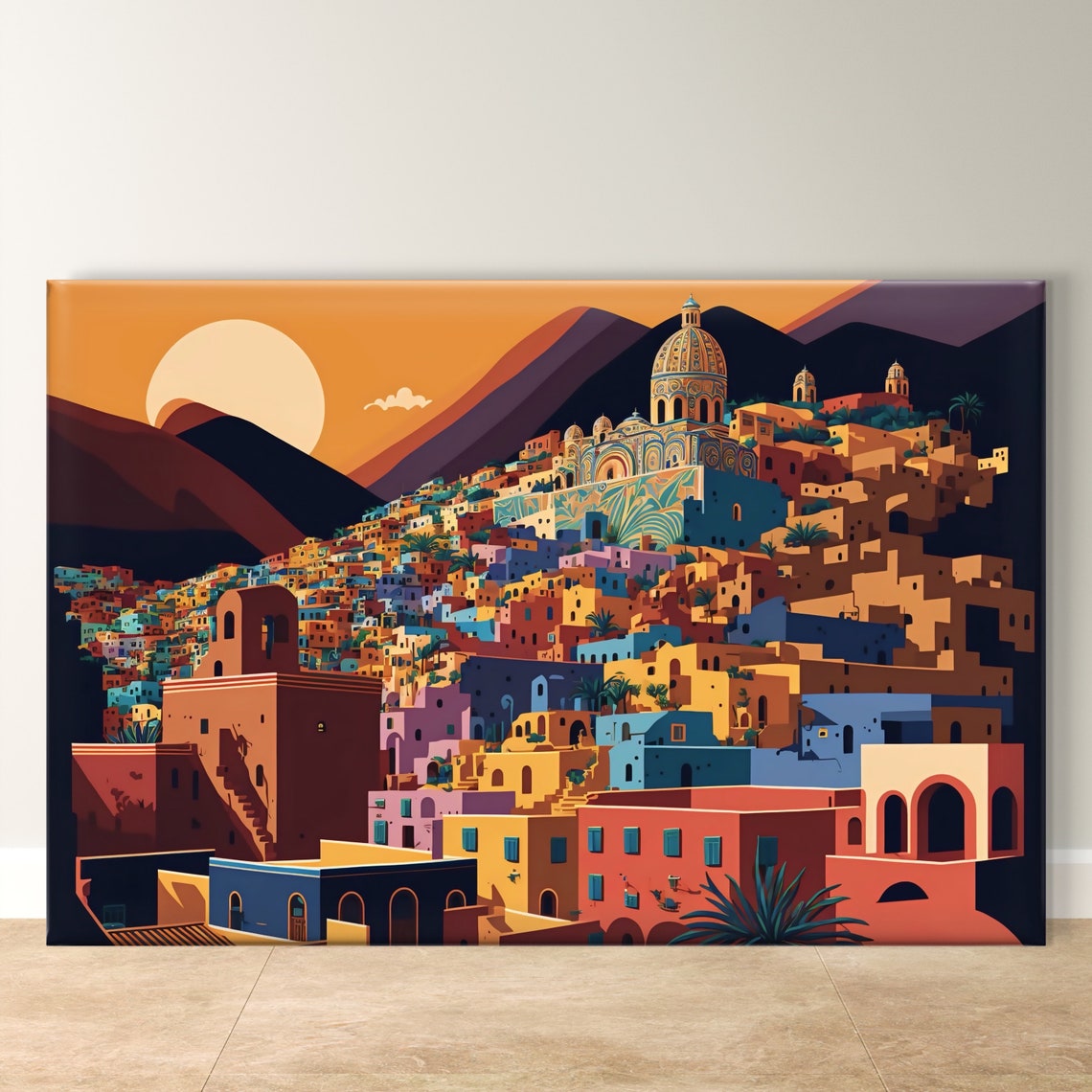 Sunset Over Guanajuato Colorful Hillside Cityscape Mexico Poster
