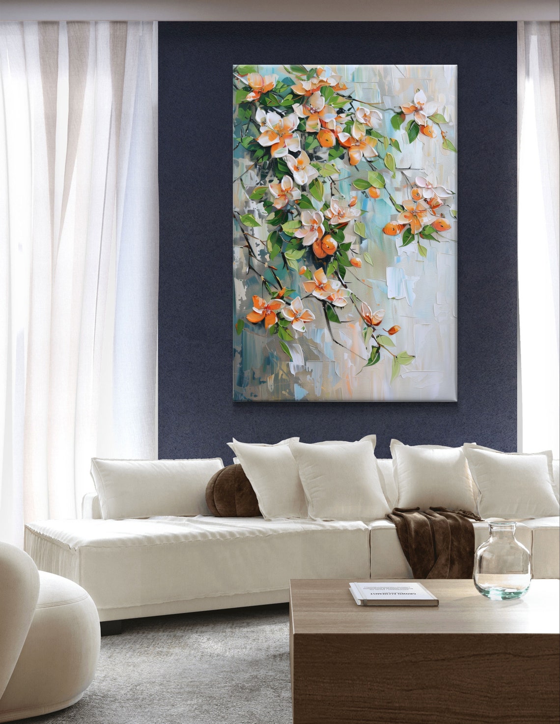 Orange Blossom Branches in Bold Impasto Floral Oil Painting Poster - Image 4