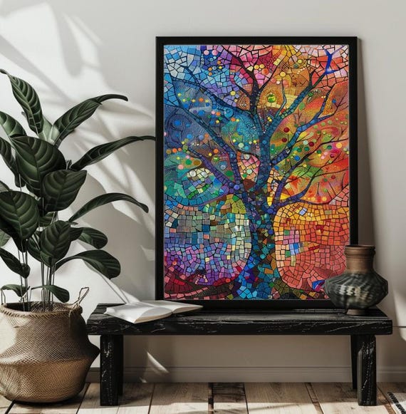 Stained Glass Colorful Tree Of Life Jigsaw Puzzlehousewarming Giftpersonalized Family Puzzles500 1000 Piece Wood Wall Arthome Decor