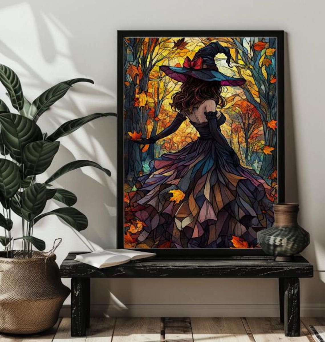Halloween Stained Glass Witch Puzzle, Autumn Decor - Image 4