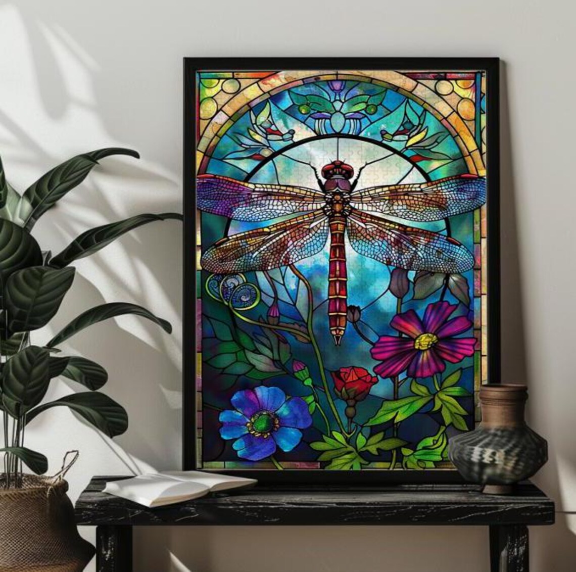 Stained Glass Dragonfly Art Print, Dragonfly Decor - Image 2