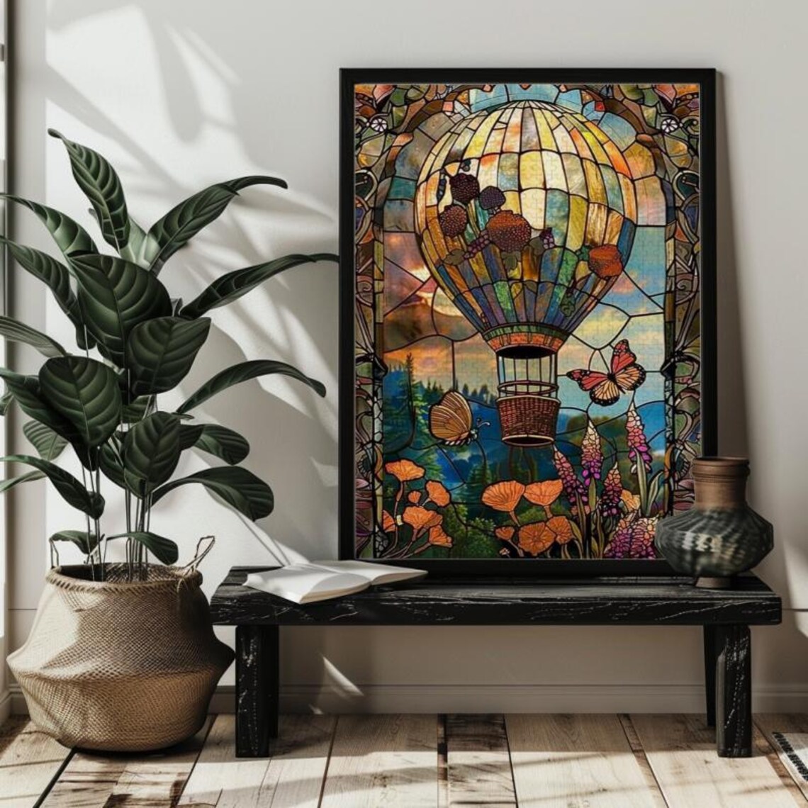 Stained Glass Hot Air Balloon Wall Decor - Image 3
