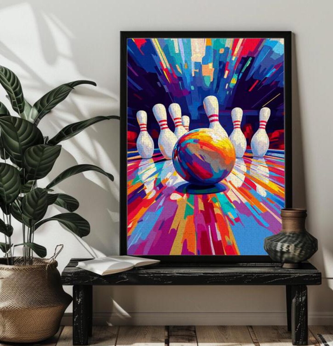 Colorful Bowling Jigsaw Puzzle Sports Art Print - Image 4