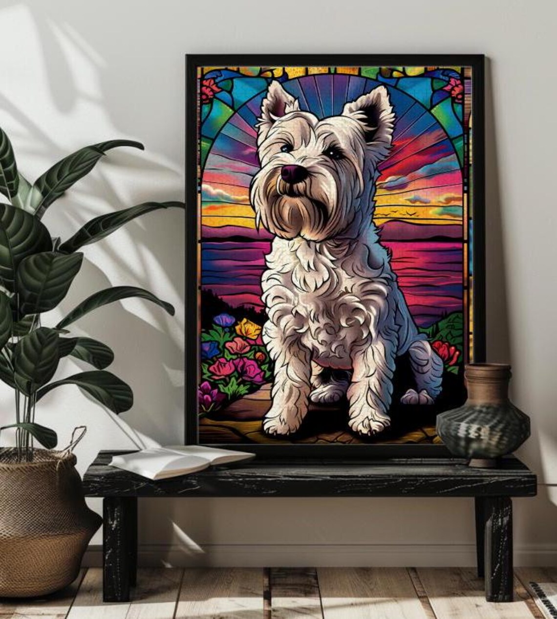 Stained Glass West Highland Terrier Dog Art Print