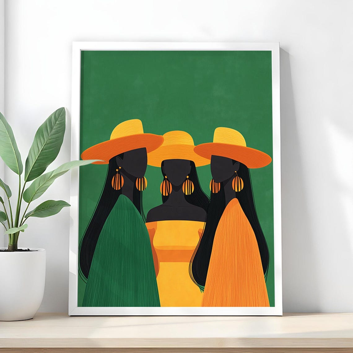 Black Girl Art Print, Modern Afrocentric Illustration