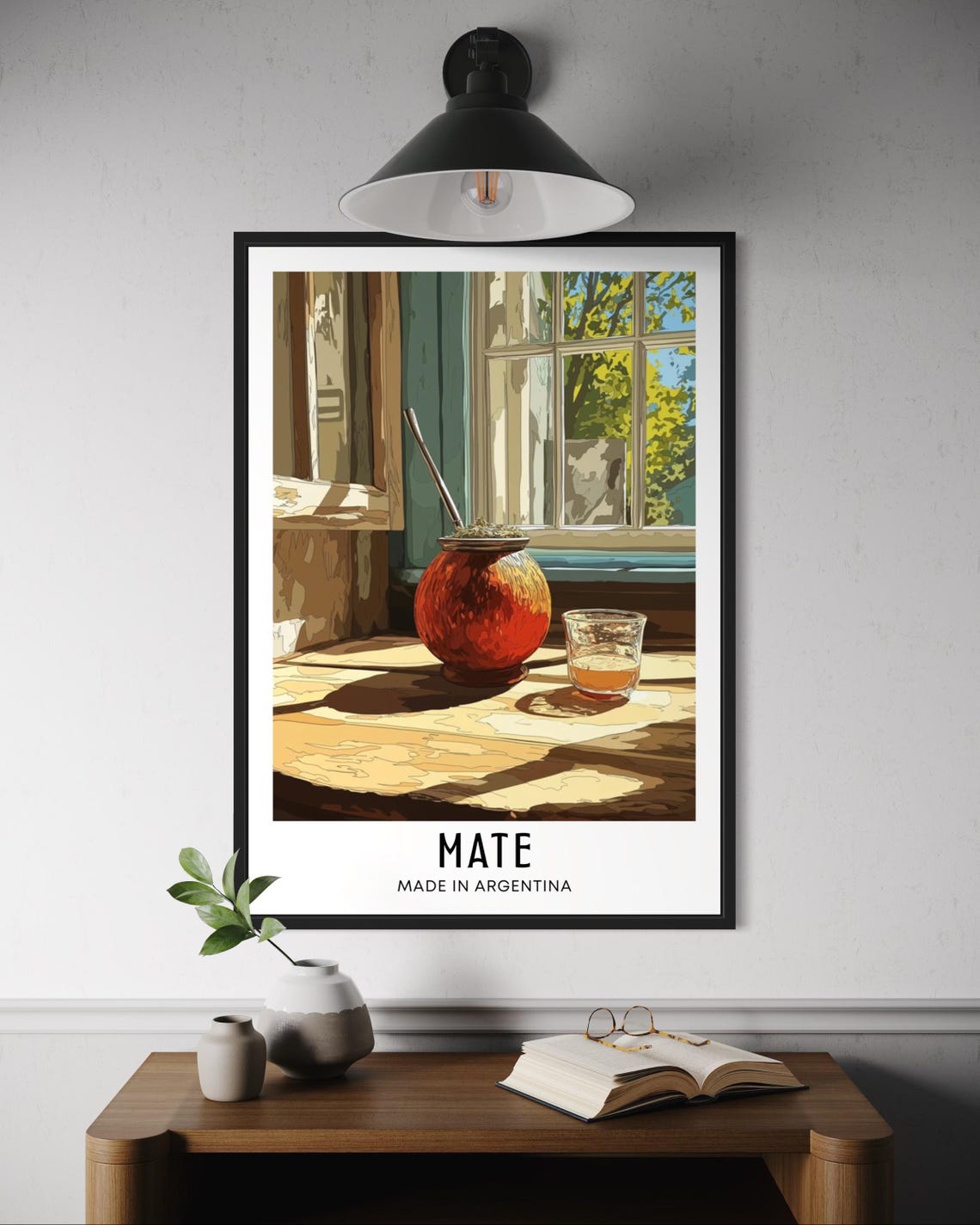 Mate Made in Argentina Traditional Gourd Window Scene Poster