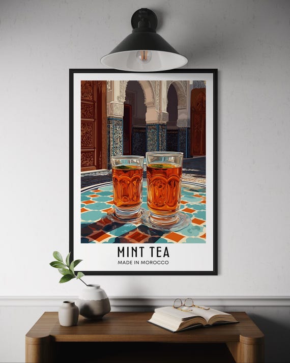 Moroccan Mint Tea Poster, Moroccan Kitchen Art Print