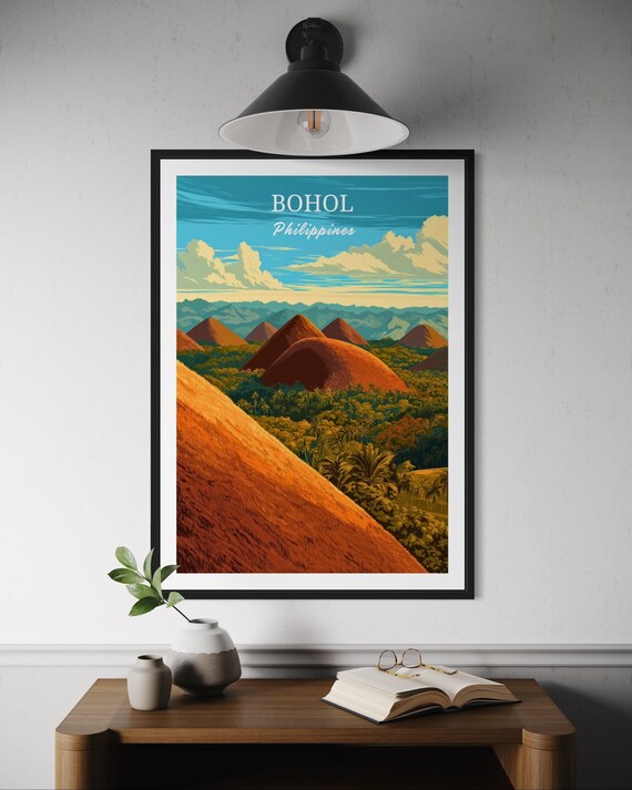 Bohol Travel Poster Chocolate Hills Wall Art Philippines Print Tropical Retro Decor Filipino Gift Island Nature