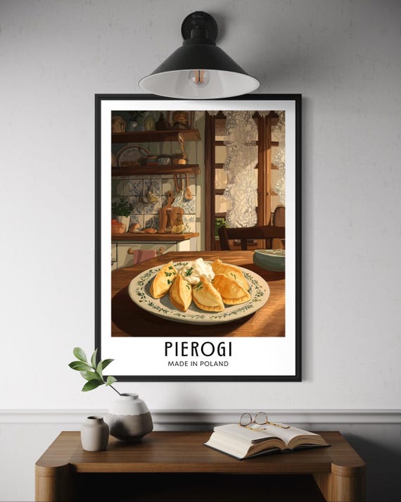 Pierogi Polish Food Poster Traditional Dumpling Wall Art Kitchen Decor Eastern European Cuisine Print Comfort Illustration