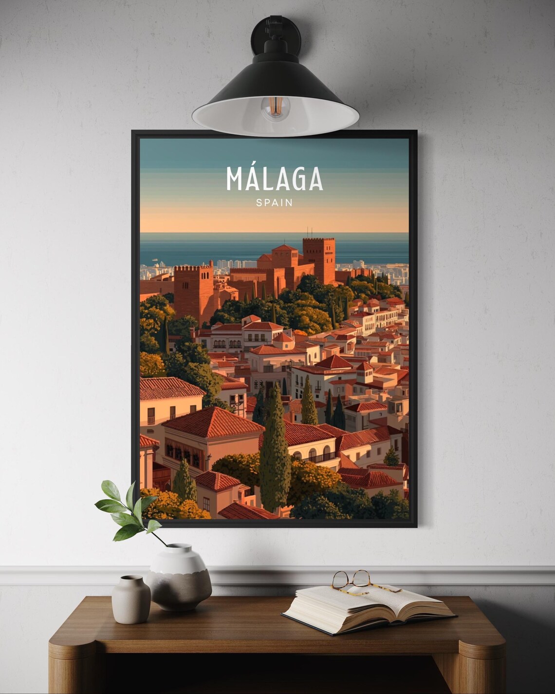 Málaga Travel Poster, Andalusia Coastal Art Print
