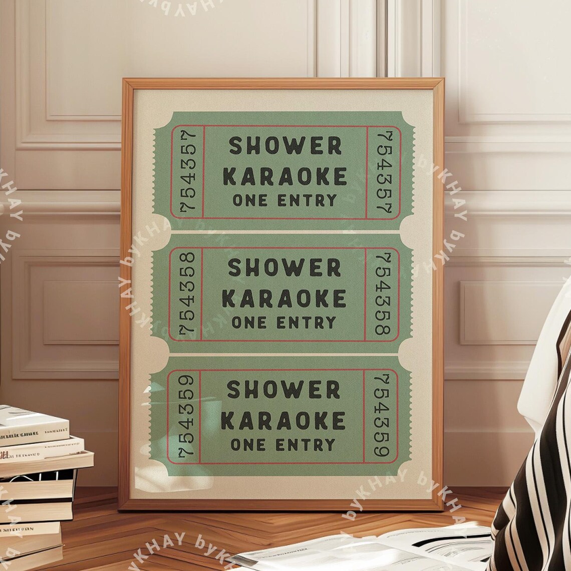 Shower Karaoke Ticket Print, Funny Bathroom Wall Art
