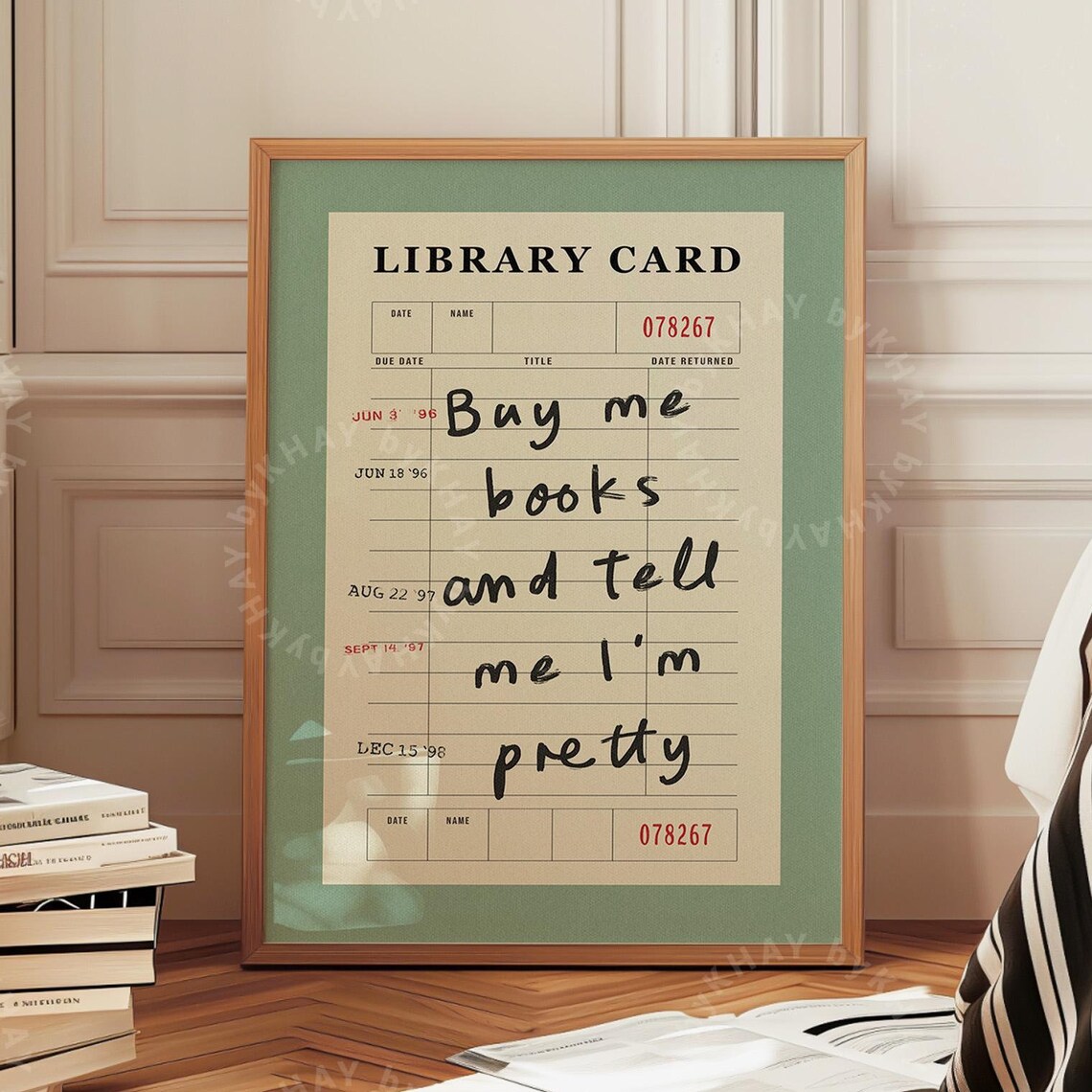 Buy Me Books and Tell Me I'm Pretty, Vintage Art Print