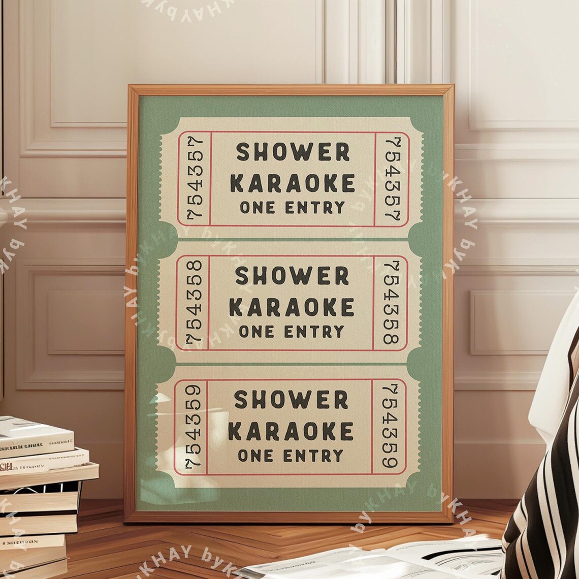 Shower Karaoke Ticket Bathroom Retro Decor Poster