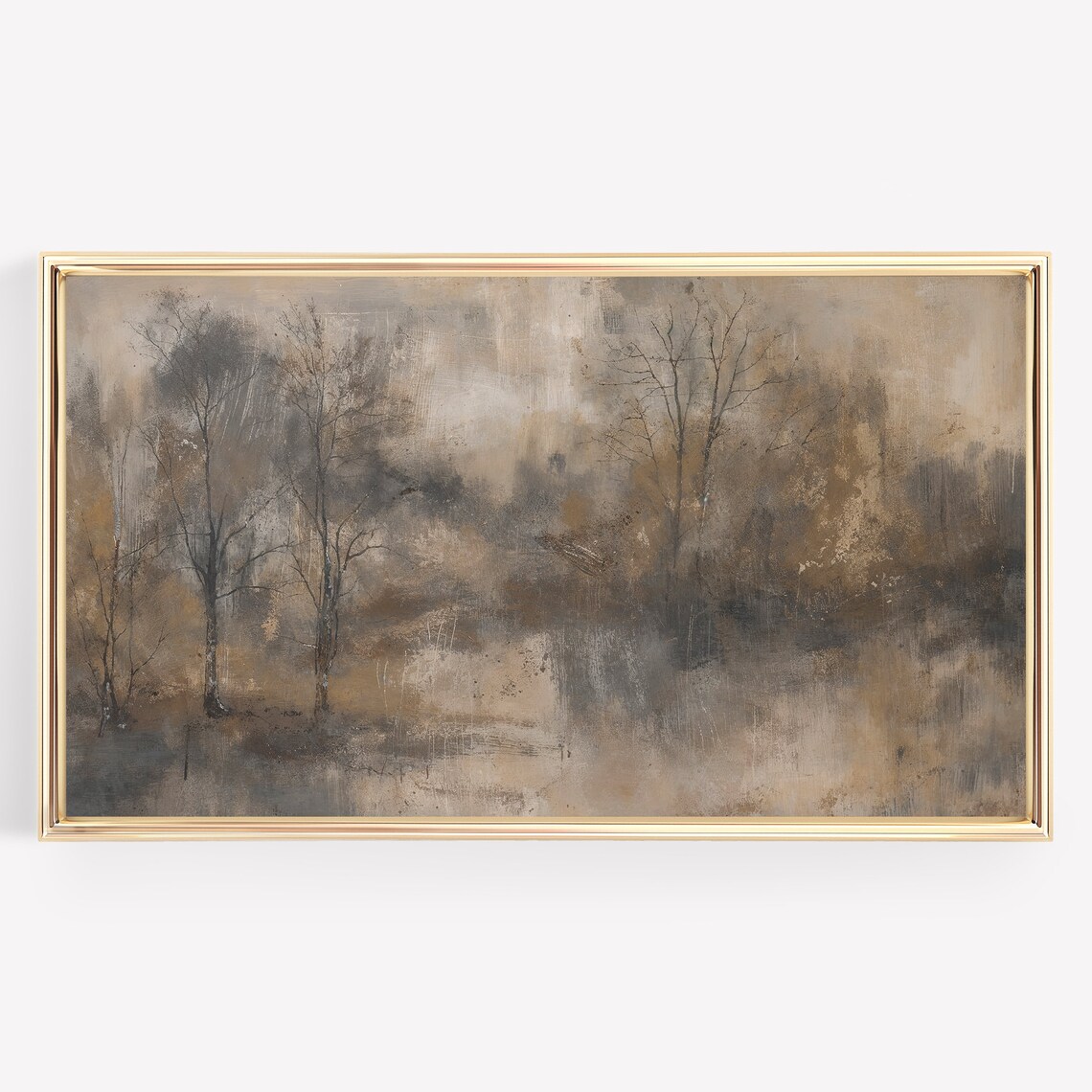 Misty Winter Forest Bare Trees Moody Neutral Landscape Poster - Image 4