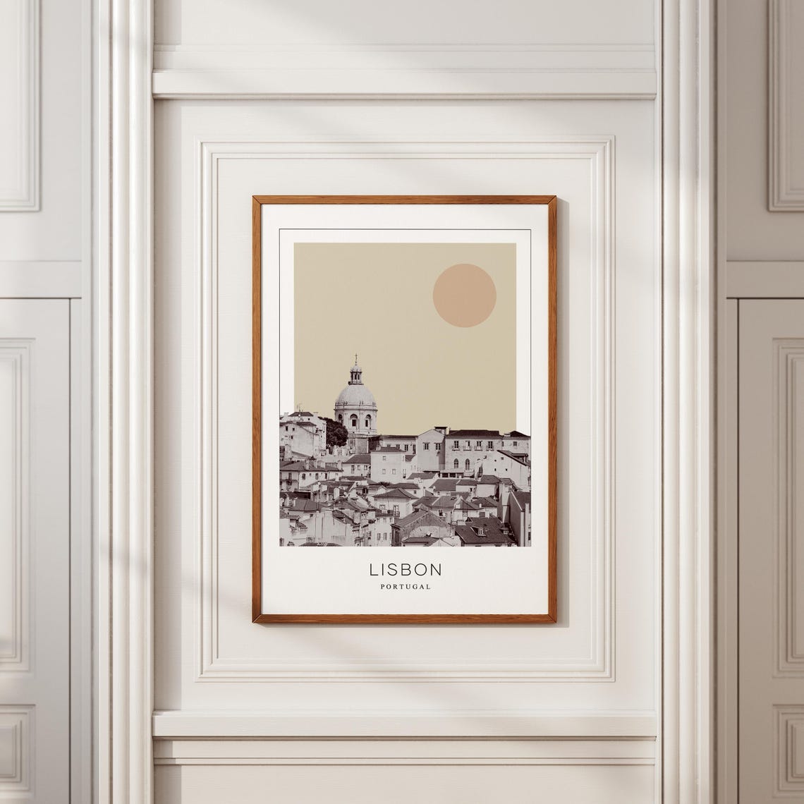 Lisbon Alfama Rooftops Pantheon Dome Minimalist Portugal Travel Poster - Image 2