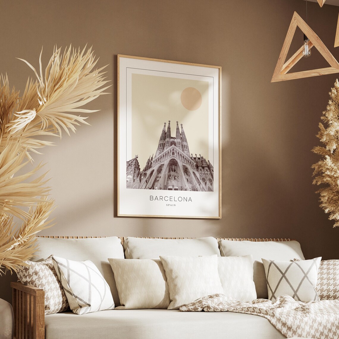 Barcelona Sagrada Familia Towers Minimalist Sun Travel Poster - Image 3