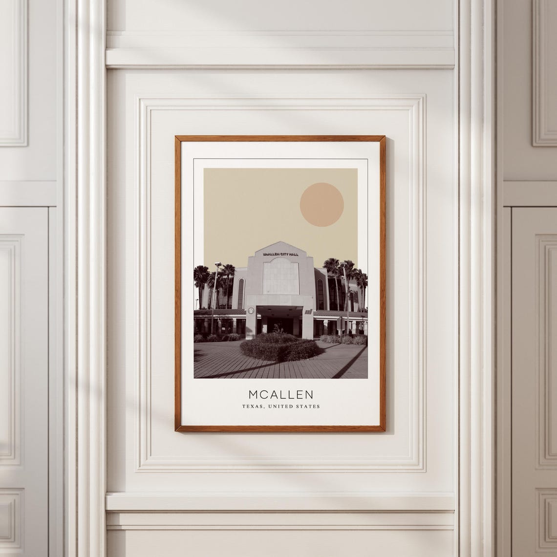 McAllen Texas City Hall with Palm Trees Minimalist Travel Poster - Image 2