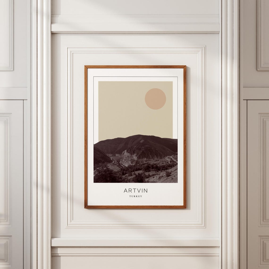 Artvin Turkey Green Mountain Valley Beige Sun Minimalist Travel Poster - Image 2
