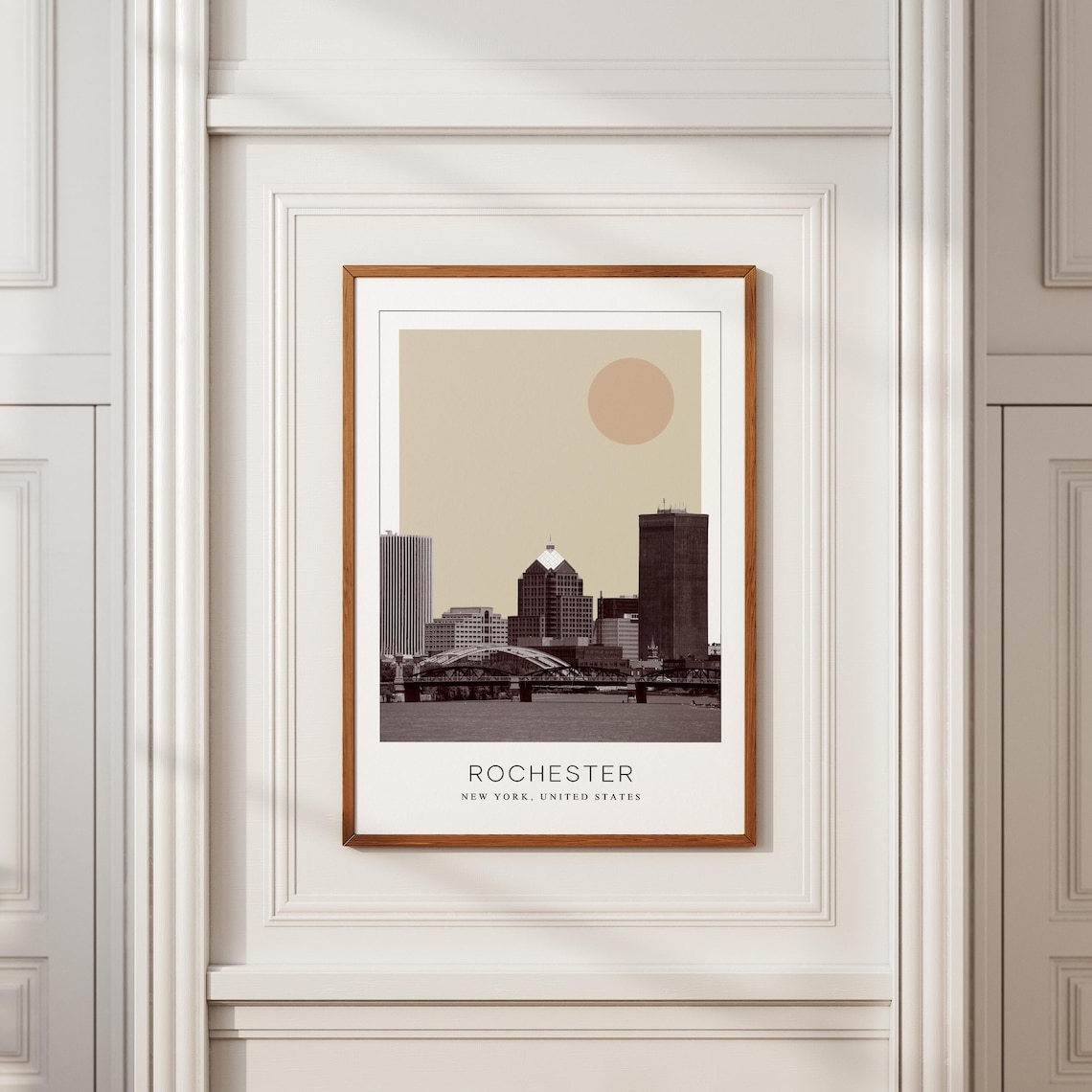 Rochester New York Downtown Skyline Bridge Minimalist Travel Poster - Image 2
