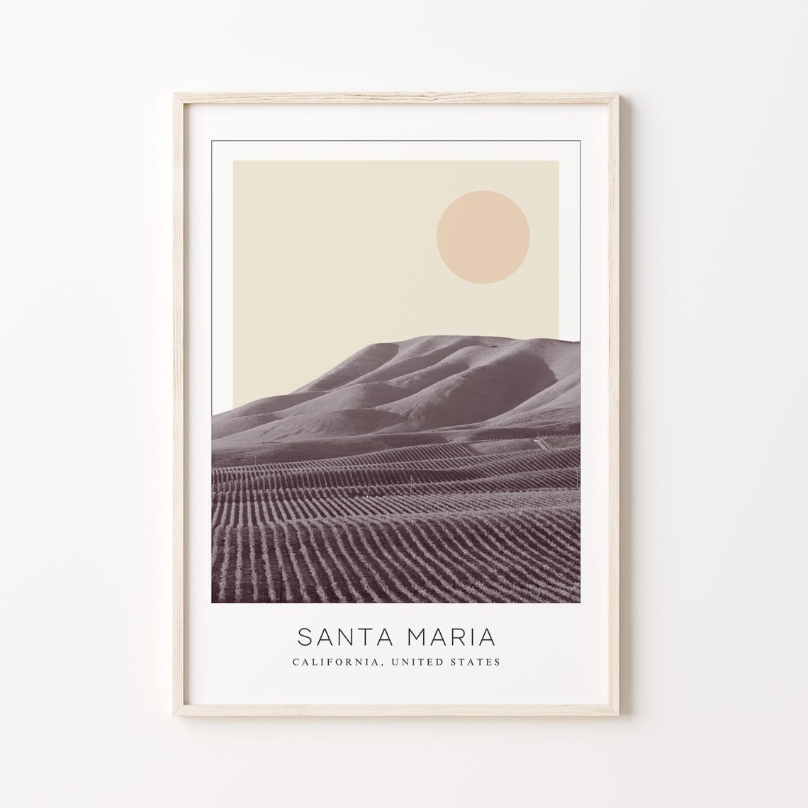 Santa Maria California Rolling Hills Minimalist Landscape Poster