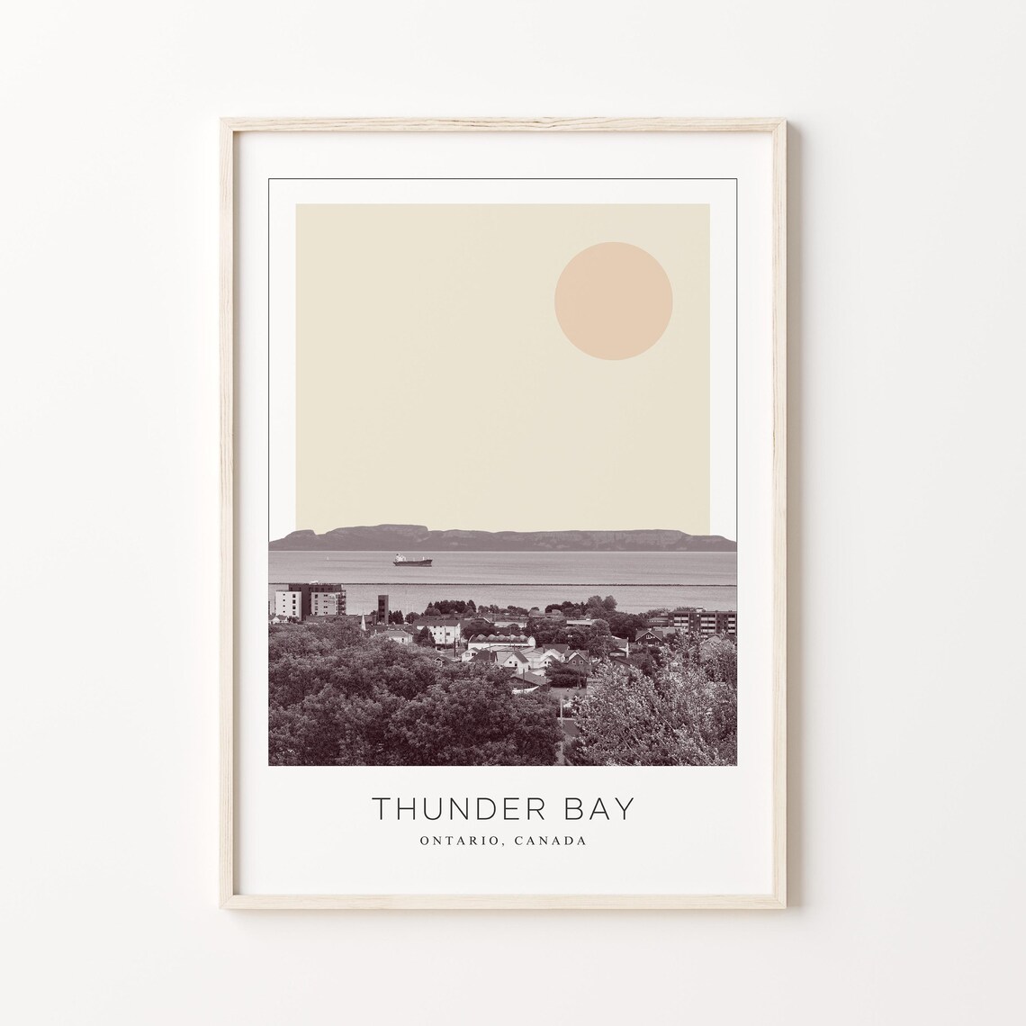 Thunder Bay Ontario Lake Superior Minimalist Sun Travel Poster