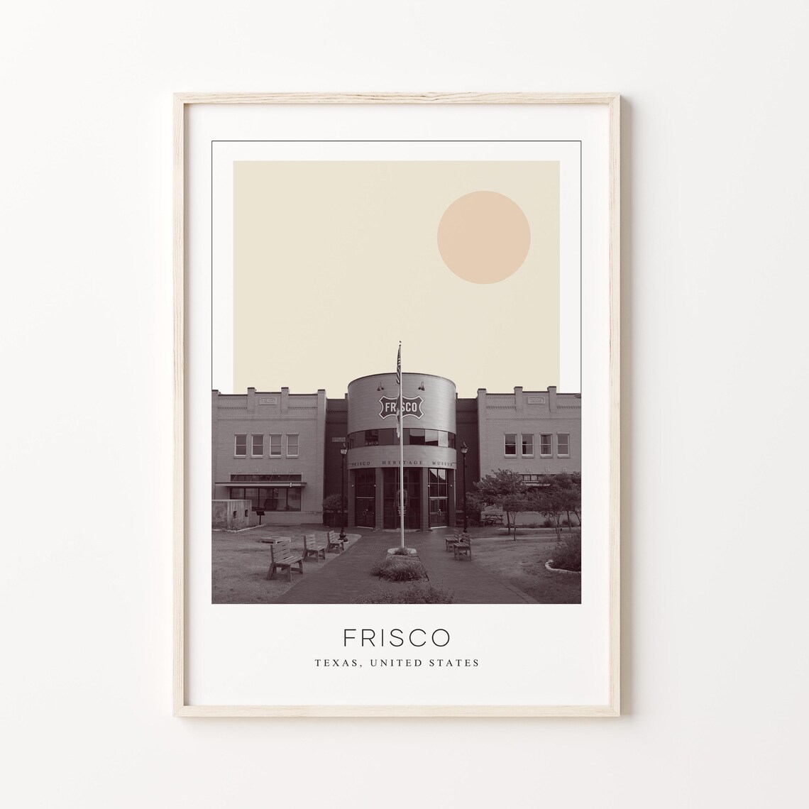Frisco Texas Heritage Museum Main Street Minimalist Travel Poster