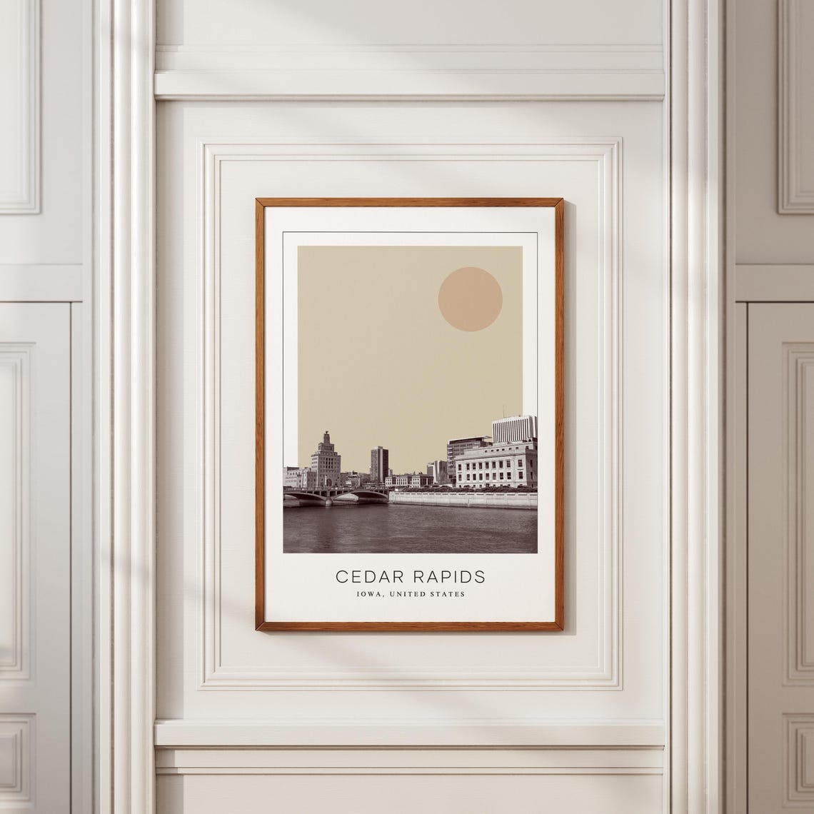 Cedar Rapids Iowa Riverfront Bridges Skyline Minimalist Travel Poster - Image 2