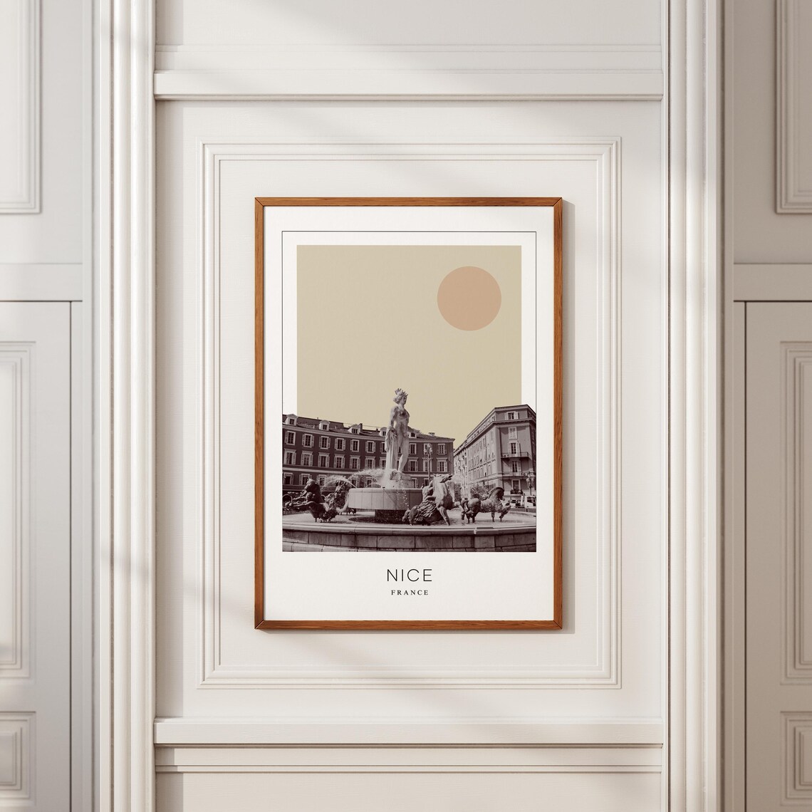 Nice France Fountain Statues Old Town Minimalist Travel Poster - Image 2