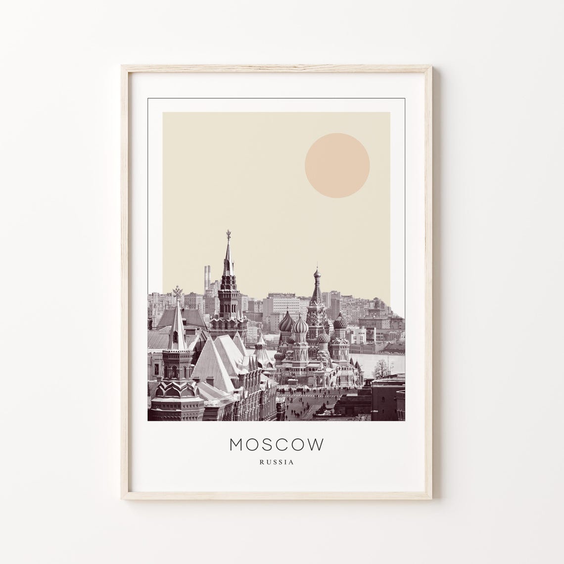 Moscow Red Square Saint Basils Minimalist Russia Travel Art Poster