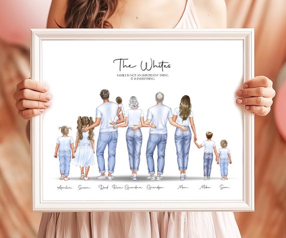 Custom Family Portrait Illustration Personalized Family Portrait With Pets Family Picture Custom Portrait Personalized Gift Family Drawing