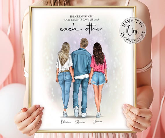 Custom Sibling Gift Personalized Gift For Siblings Portrait Customized Brother Sister Gift From Brother Sibling Birthday Gift Sister Brother