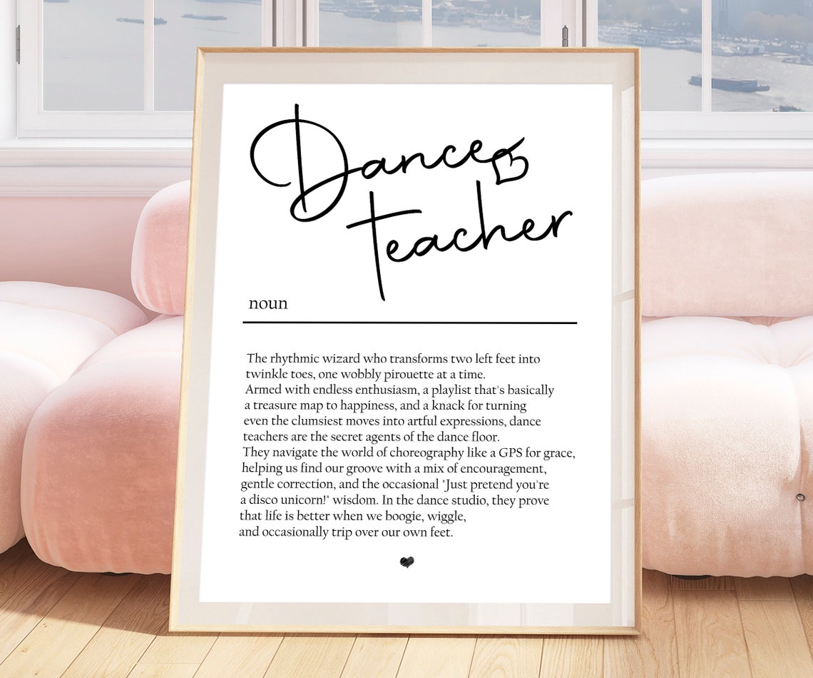 Dance Teacher Dictionary Definition Funny Appreciation Wall Art