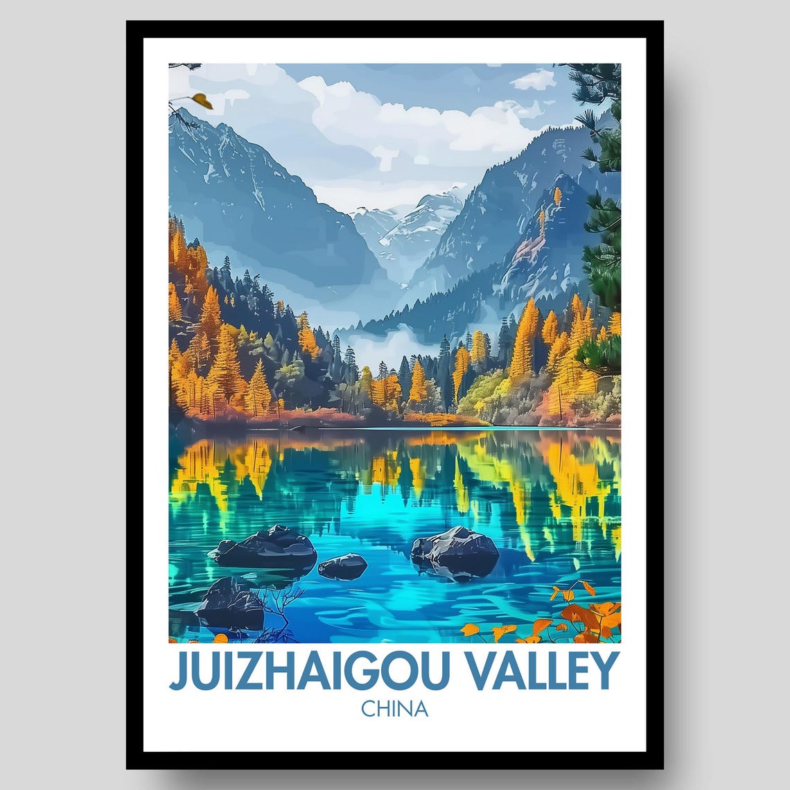 Jiuzhaigou Valley Travel Poster, China