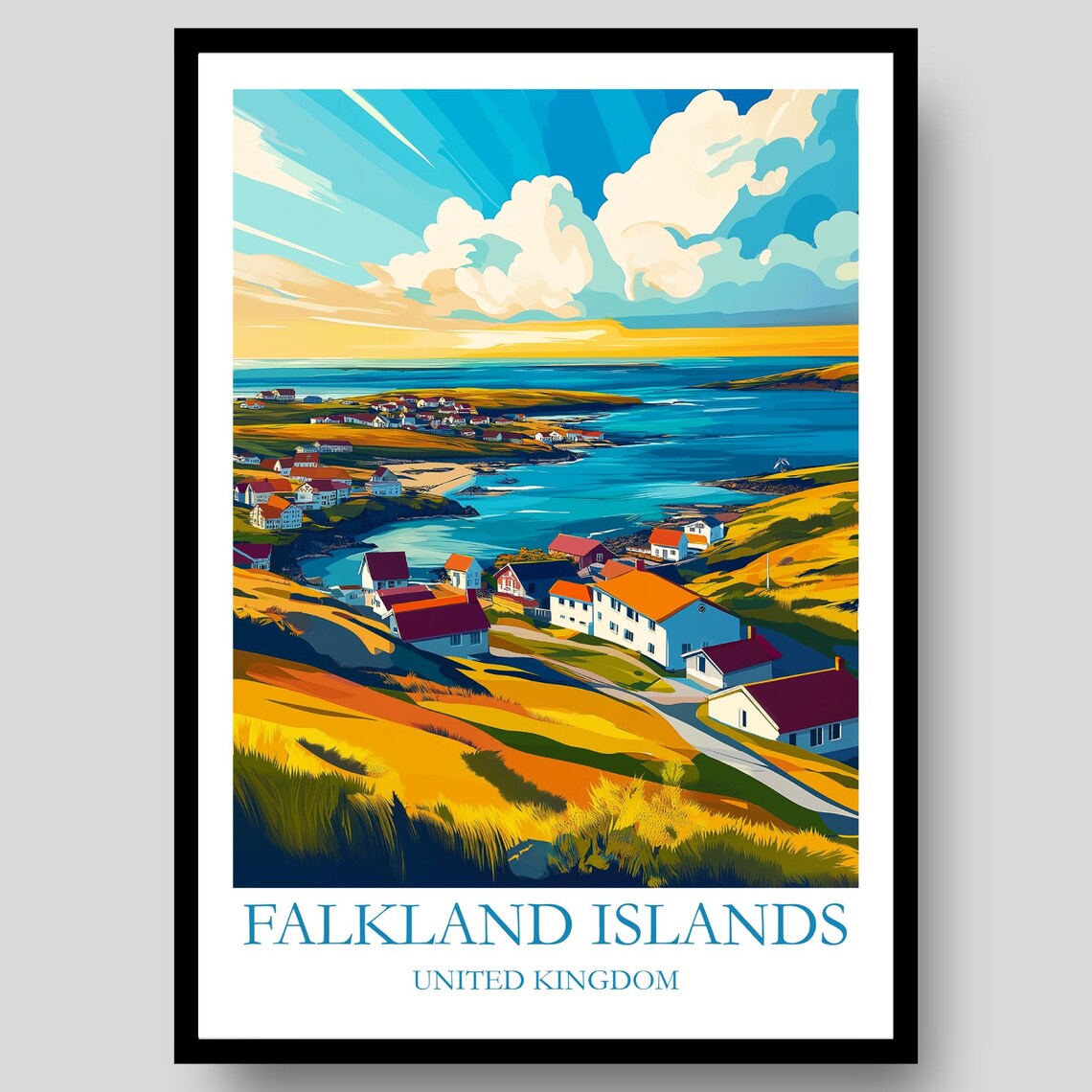 Falkland Islands Vintage Travel Poster, Wall Art