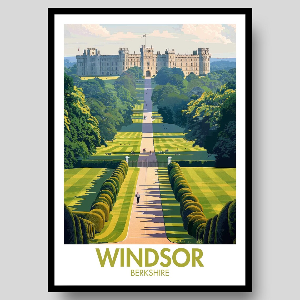 Windsor Berkshire Castle Long Walk Royal England Travel Art Poster