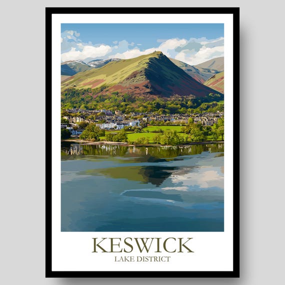 Keswick Poster Lake District Travel Hiking Print Gift