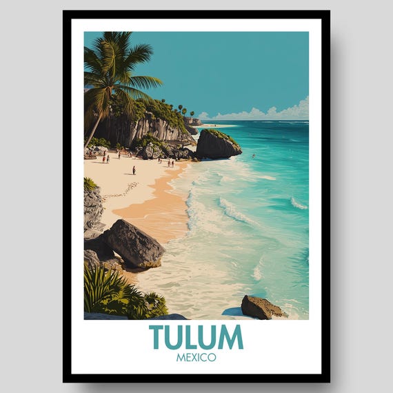 Tulum Poster Mexican Wall Art Mexico Print Cancun Beach Decor