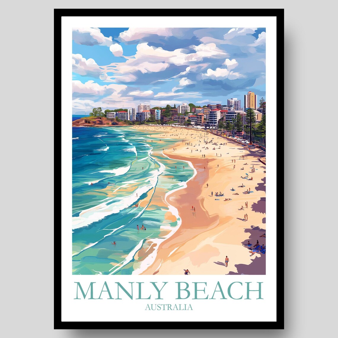 Manly Beach Sydney Australia Travel Poster
