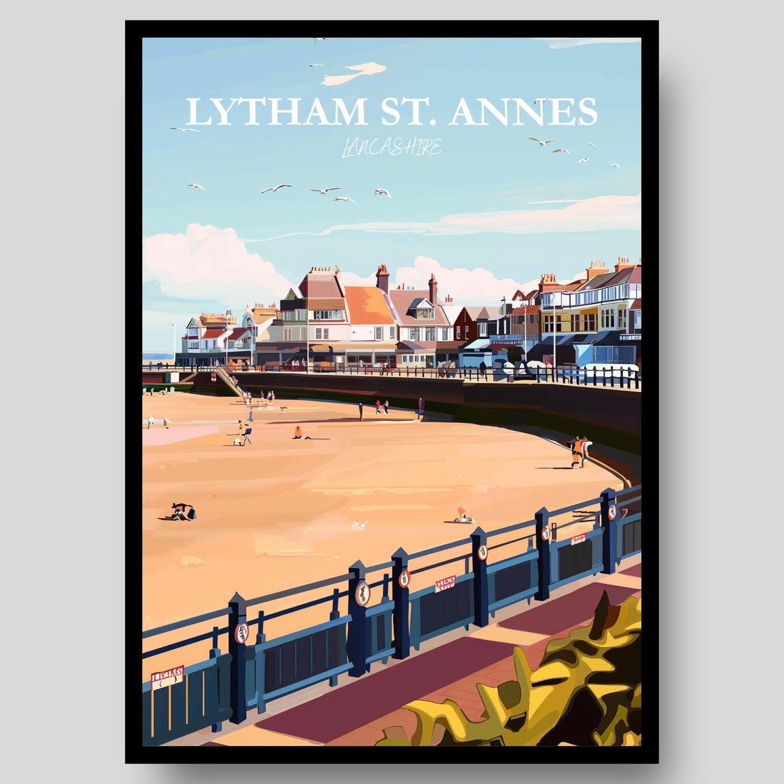 Lytham St Annes Lancashire Sandy Beach Promenade Walk Art Poster