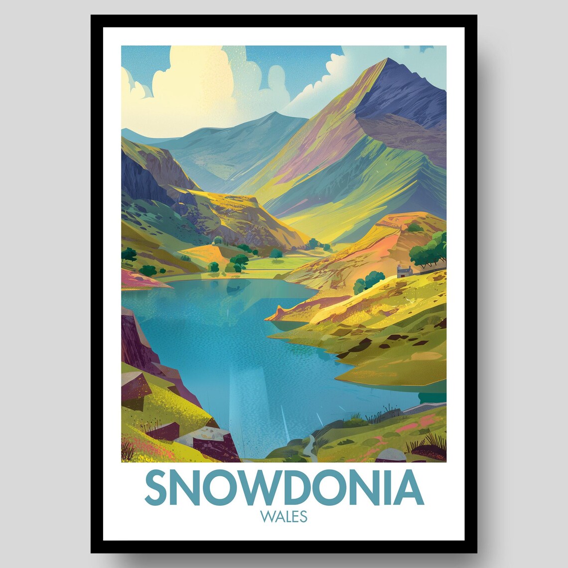 Snowdonia Poster, Mountain National Park Wales