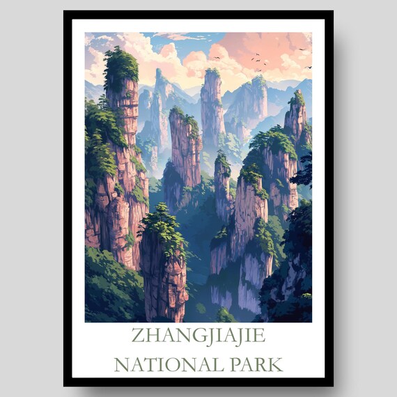 Zhangjiajie National Park China Towering Pillars Landscape Poster