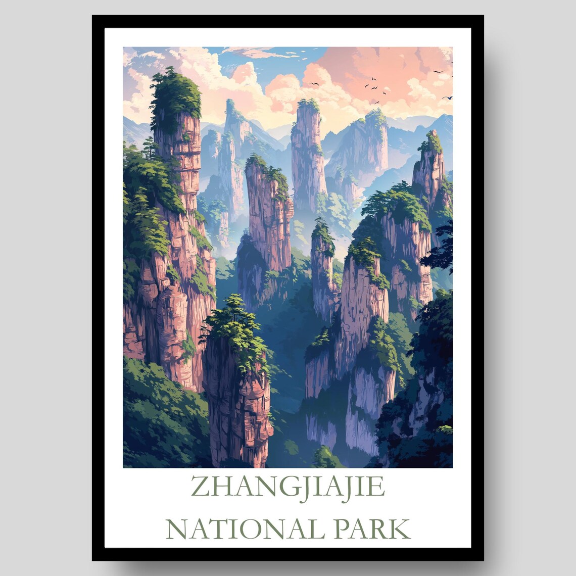 Zhangjiajie National Park China Towering Pillars Landscape Poster