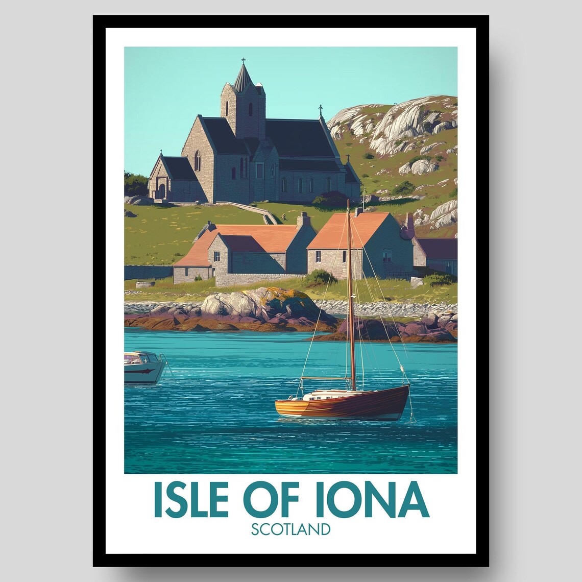Isle Of Iona Travel Poster, Scottish Wall Art