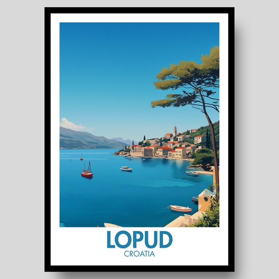 Lopud Croatia Harbor Sailboats Seaside Village Bay View Poster