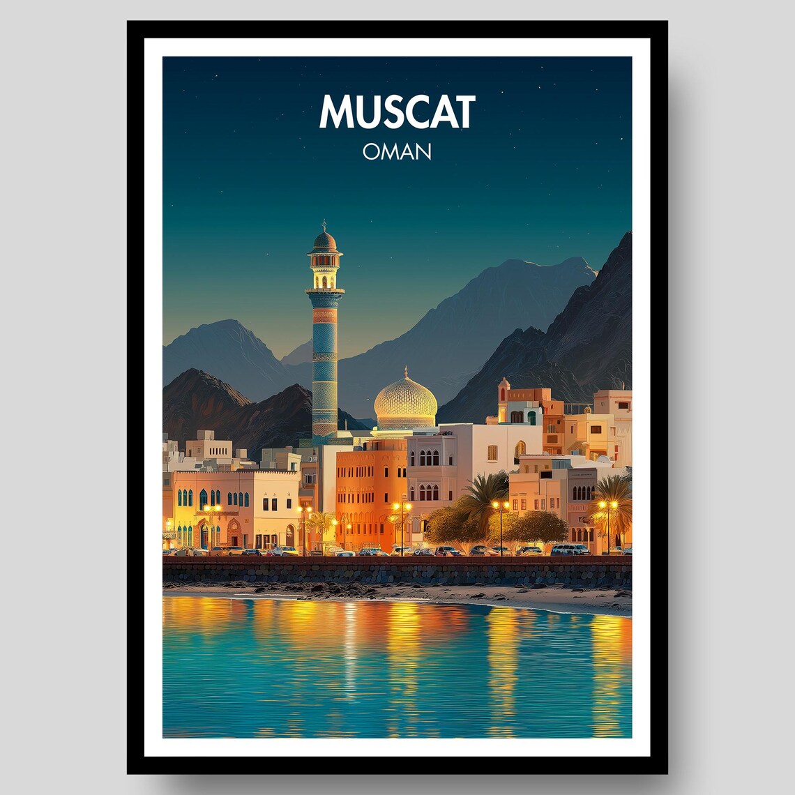 Muscat Oman Travel Poster, Middle East Art Print