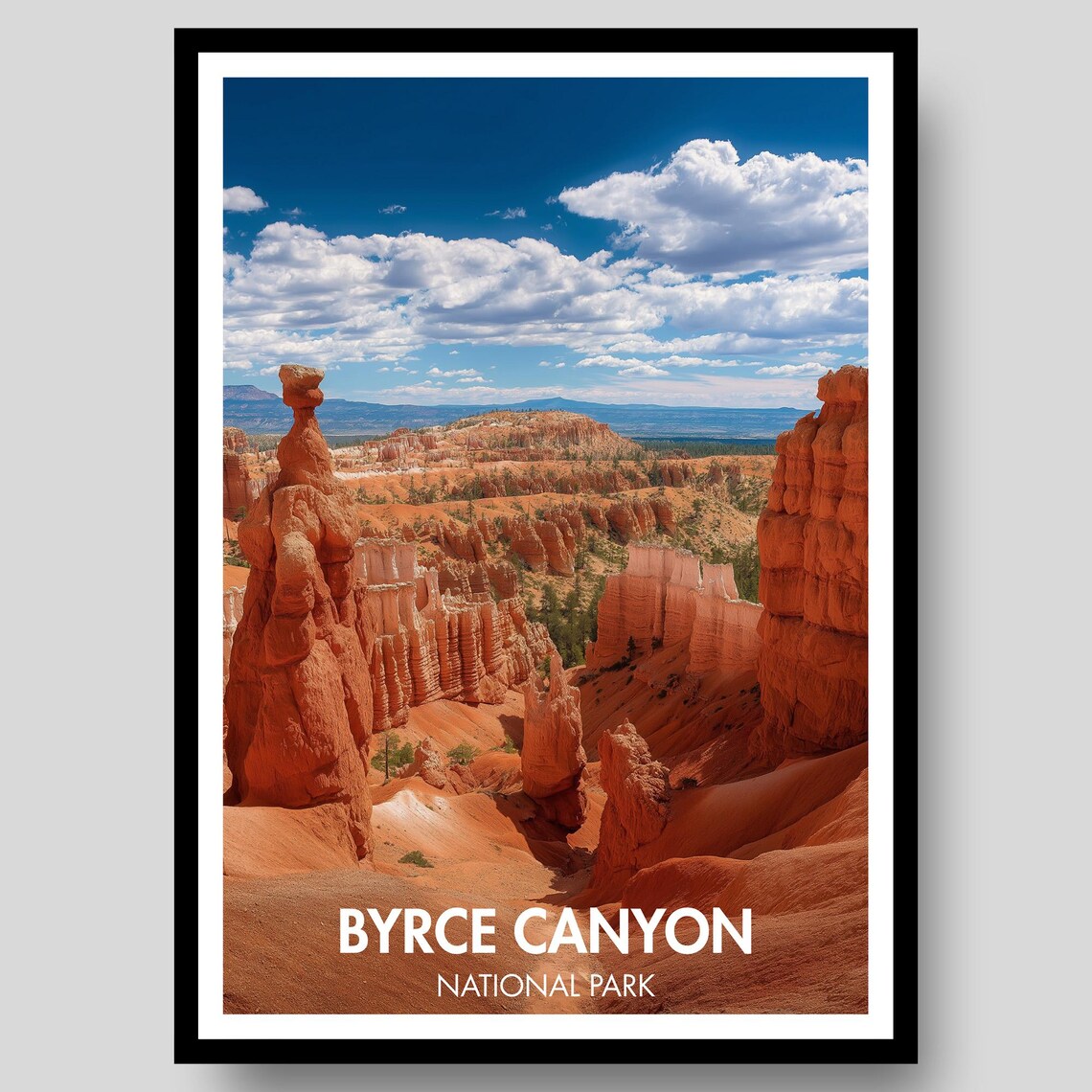 Byrce Canyon National Park Red Hoodoos Desert Landscape Travel Poster